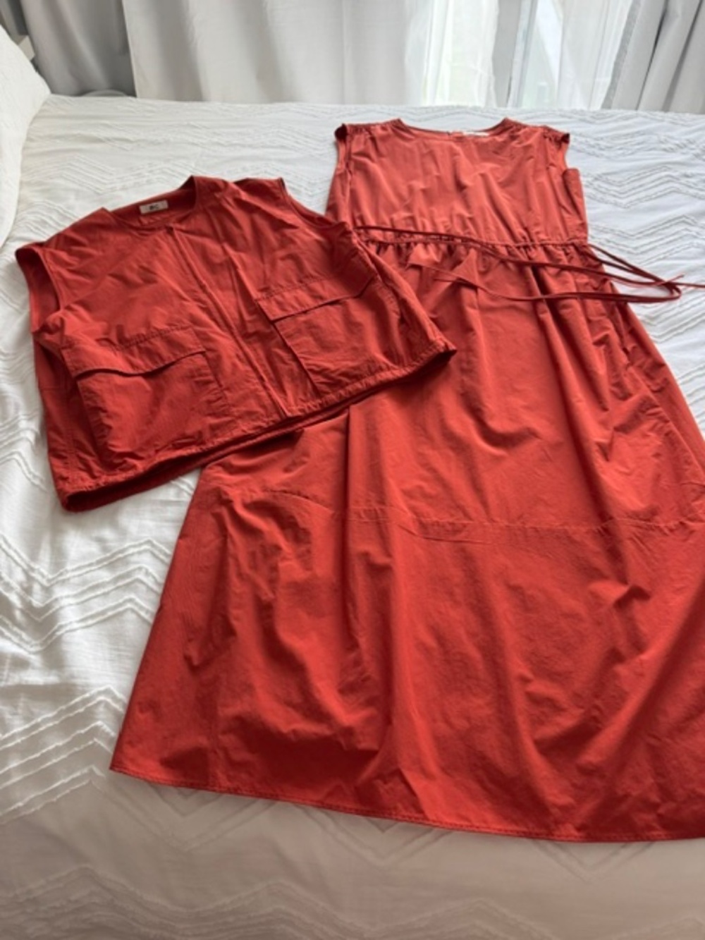 UNIQLO NYLON DRESS & SHORTS SET - NEW - Color Burnt Orange - Size S